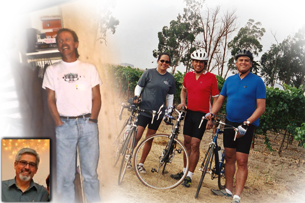 CLICK AND MAKE A DIFFERENCE! Picutred here you will find: Geren -- a very close and my first friend lost to AIDS; my sister Trishy with 2 of our brothers cycling in Napa wine country -- Trishy was training for her 3rd AIDS ride when she learned she would not be able to complete any more rides for this cause she was so passionate about; these are two of my driving reasons to volunteer the full 7 days to raise awareness and fight to end HIV/AIDS